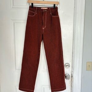 Women's Straight Leg Jeans - Red Striped